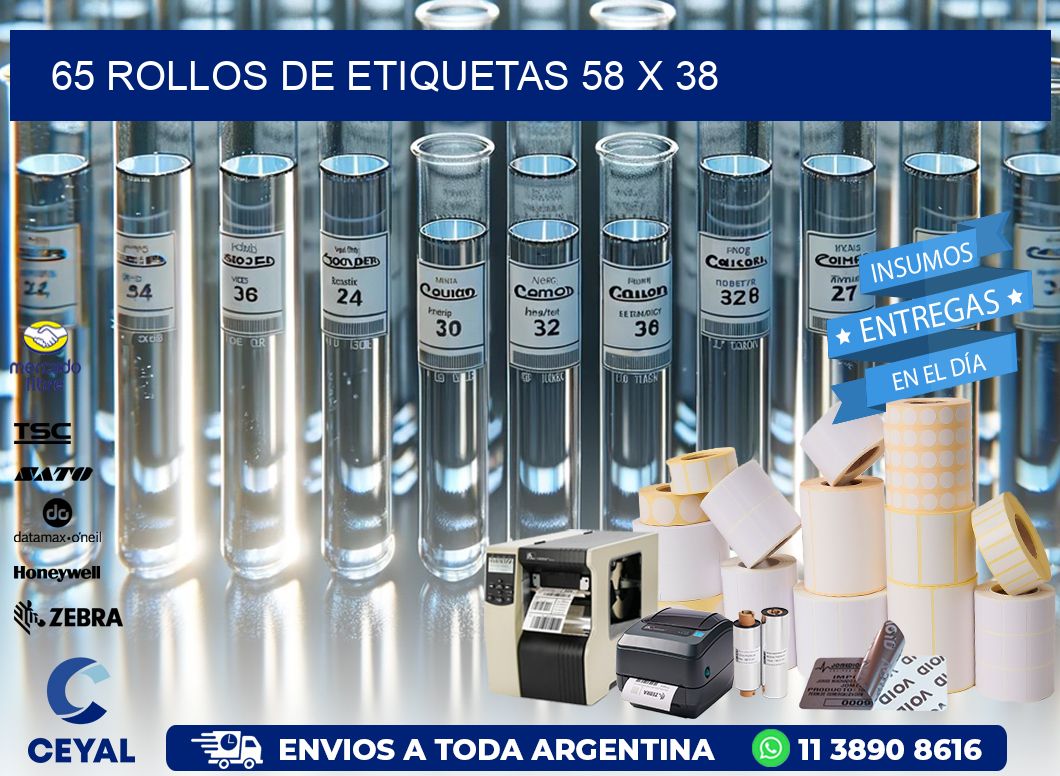 65 ROLLOS DE ETIQUETAS 58 x 38