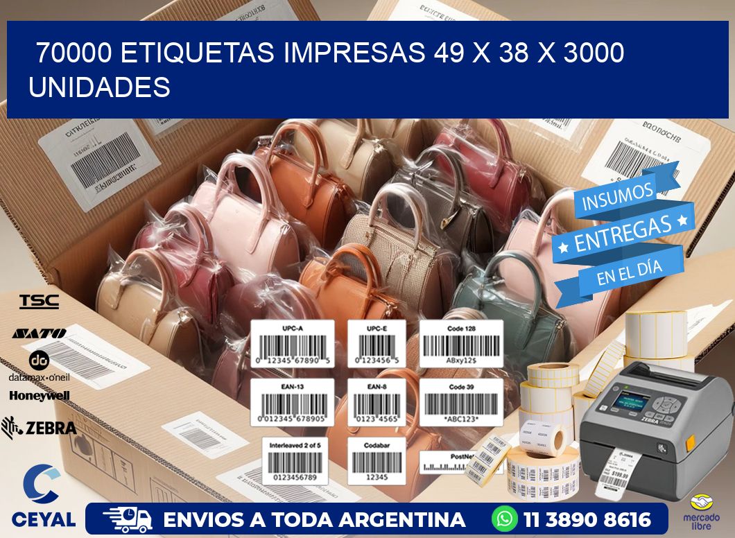 70000 ETIQUETAS IMPRESAS 49 x 38 X 3000 UNIDADES