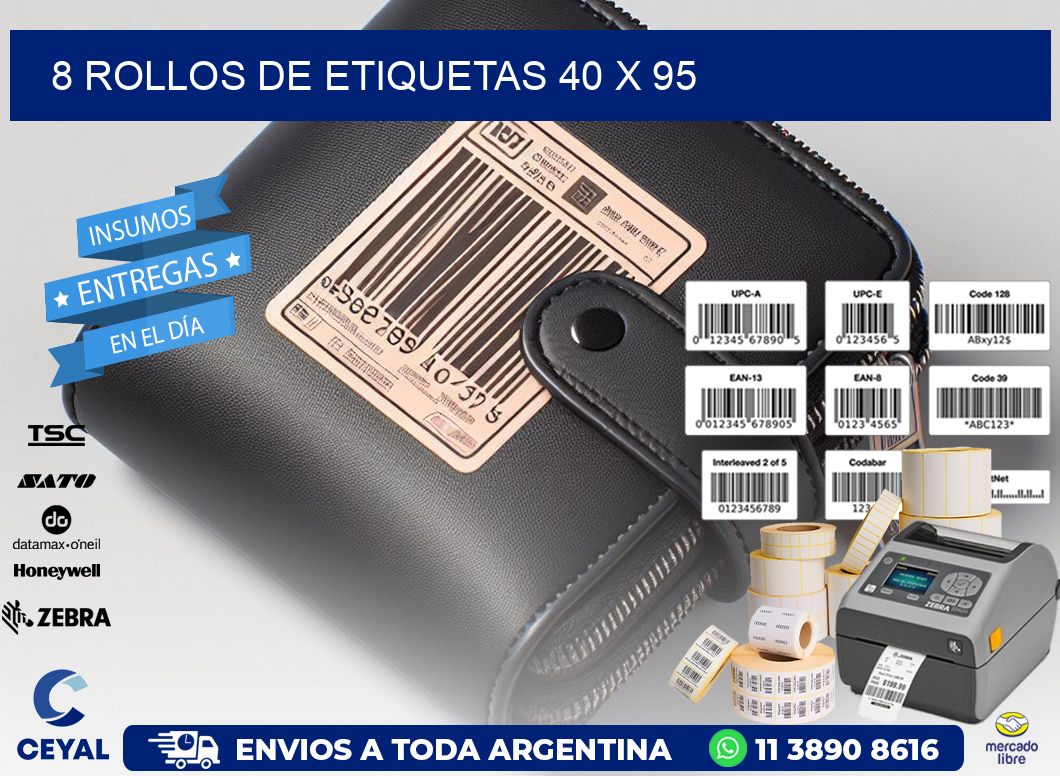 8 ROLLOS DE ETIQUETAS 40 x 95