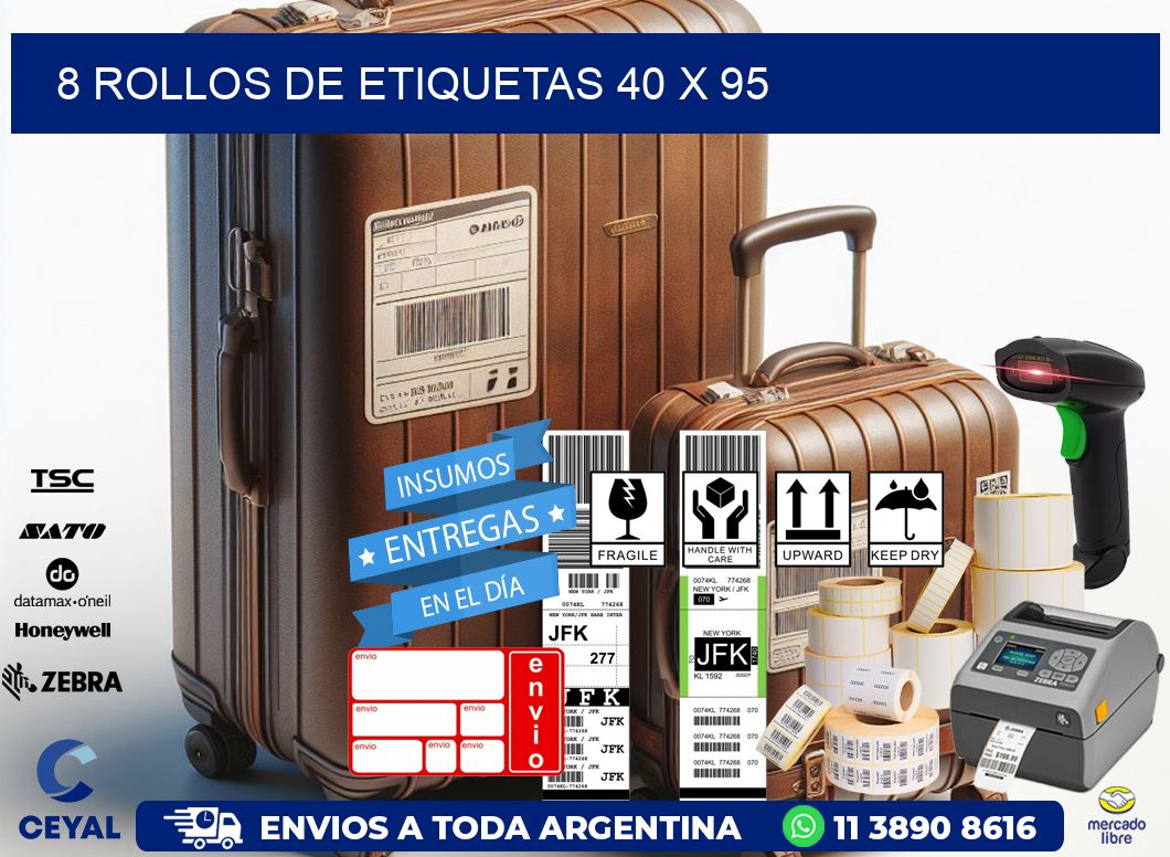 8 ROLLOS DE ETIQUETAS 40 x 95