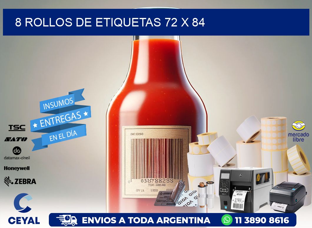 8 ROLLOS DE ETIQUETAS 72 x 84
