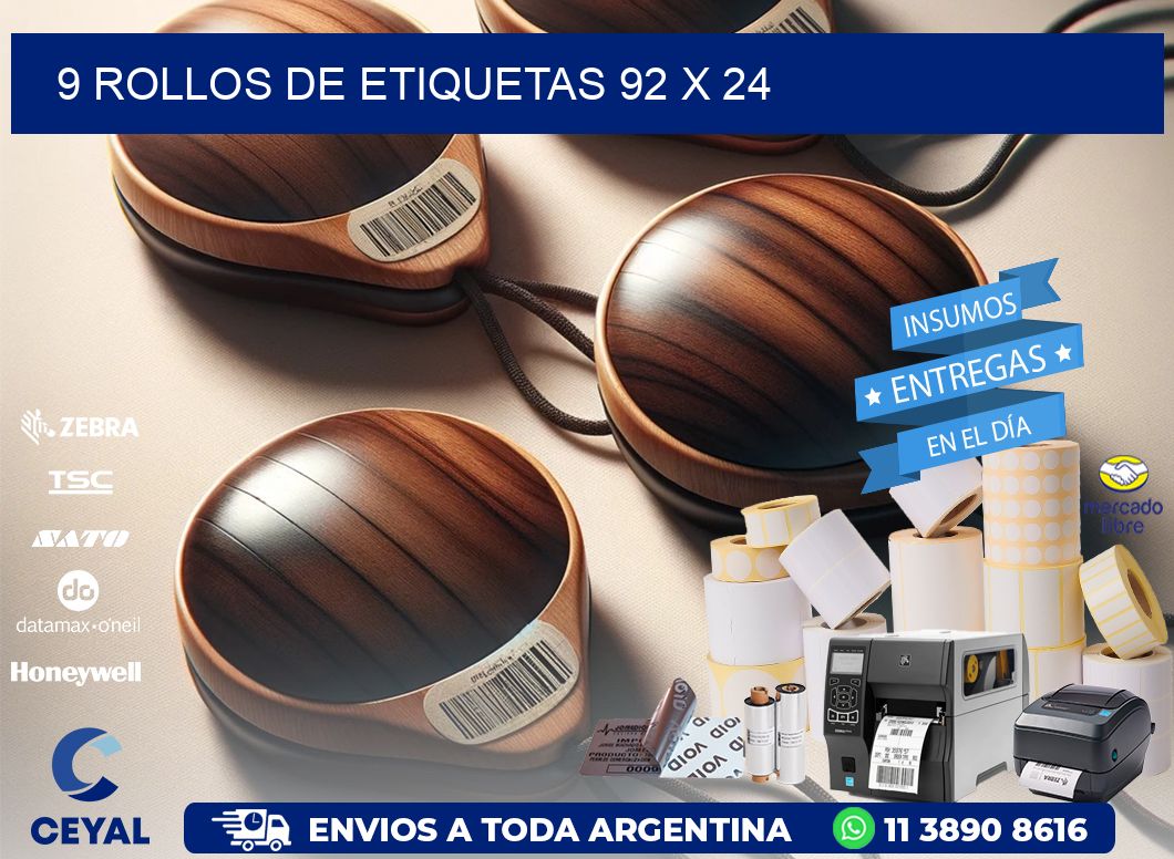 9 ROLLOS DE ETIQUETAS 92 x 24