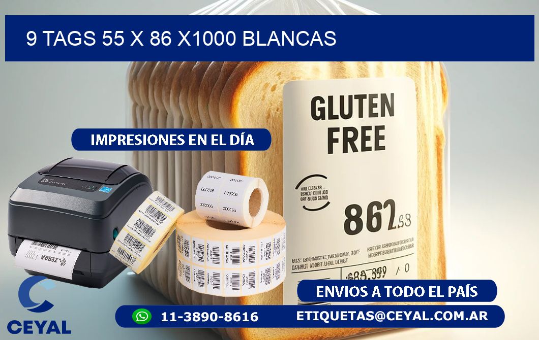 9 TAGS 55 x 86 X1000 BLANCAS