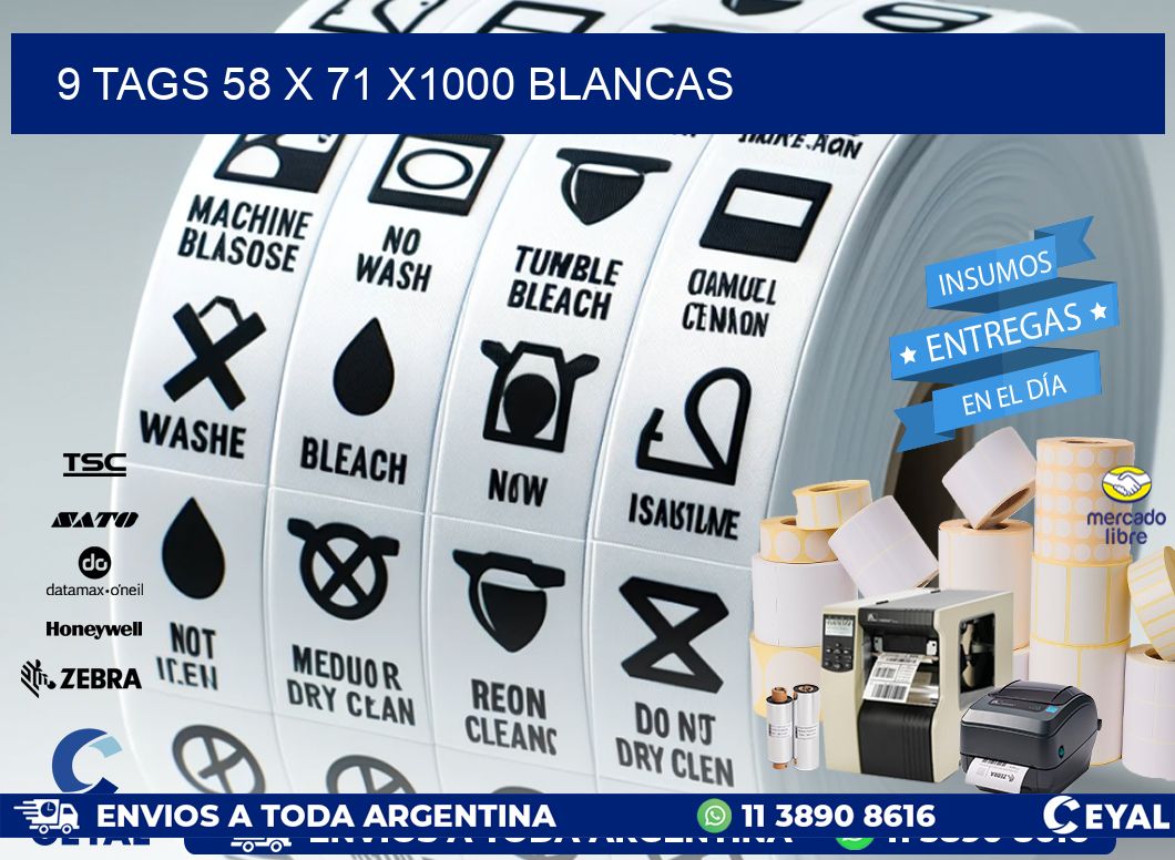 9 TAGS 58 x 71 X1000 BLANCAS