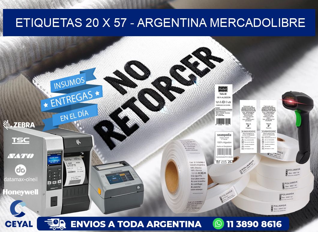 ETIQUETAS 20 x 57 - ARGENTINA MERCADOLIBRE