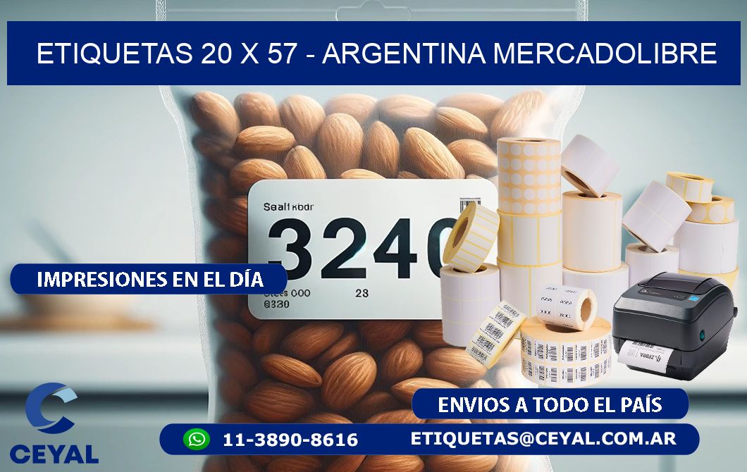 ETIQUETAS 20 x 57 - ARGENTINA MERCADOLIBRE