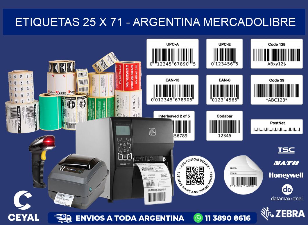 ETIQUETAS 25 x 71 - ARGENTINA MERCADOLIBRE