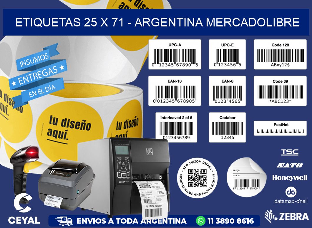 ETIQUETAS 25 x 71 - ARGENTINA MERCADOLIBRE