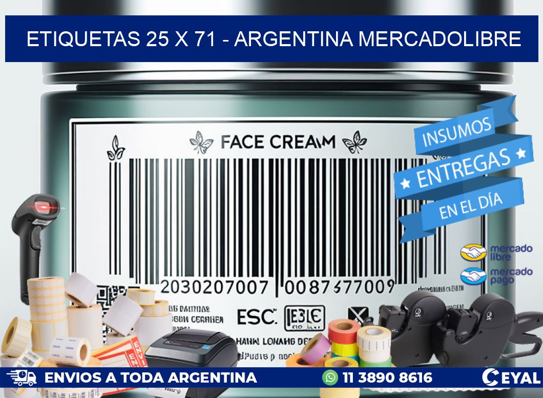 ETIQUETAS 25 x 71 - ARGENTINA MERCADOLIBRE