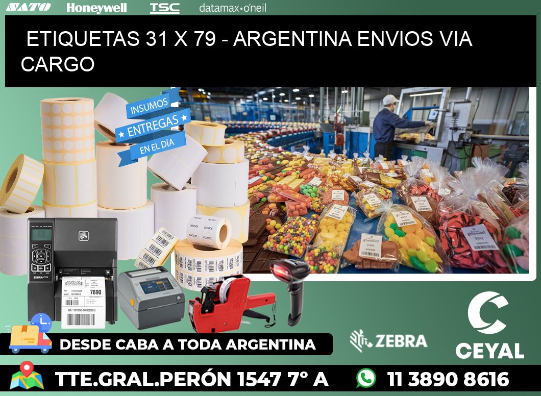 ETIQUETAS 31 x 79 - ARGENTINA ENVIOS VIA CARGO