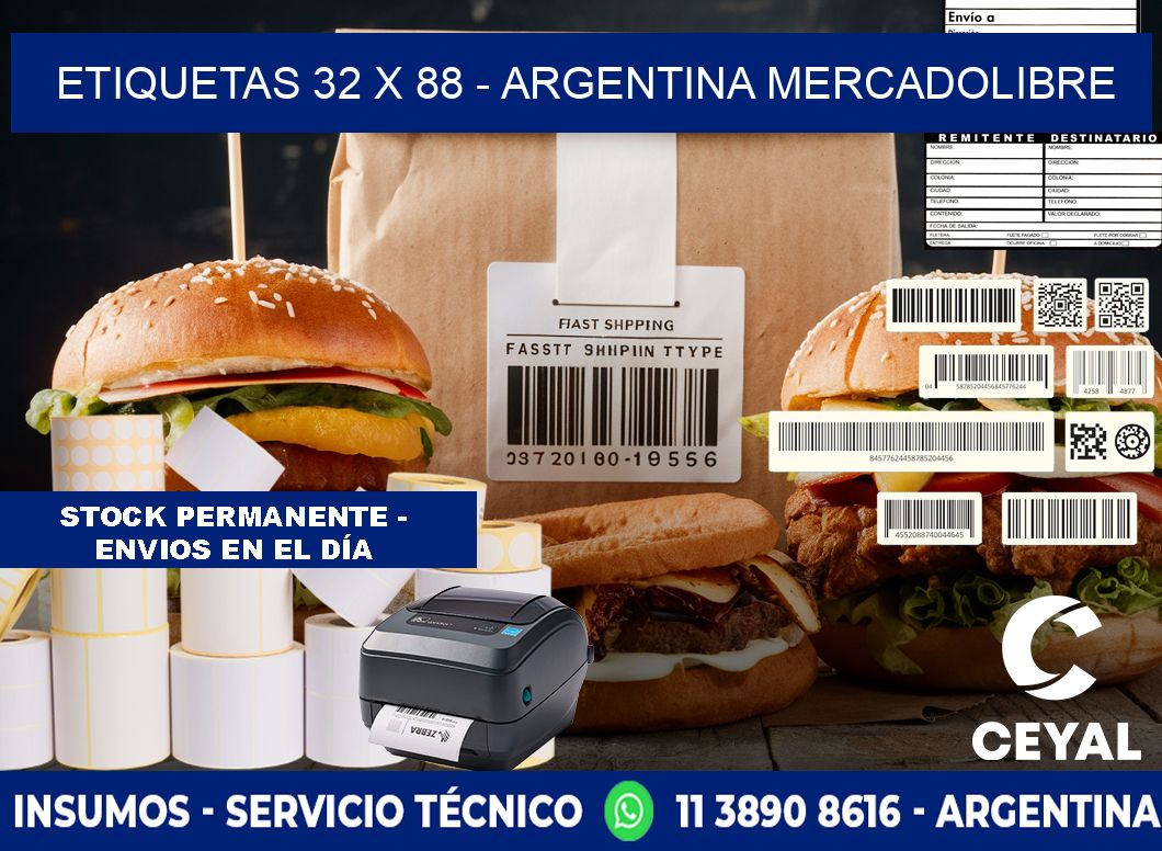 ETIQUETAS 32 x 88 - ARGENTINA MERCADOLIBRE