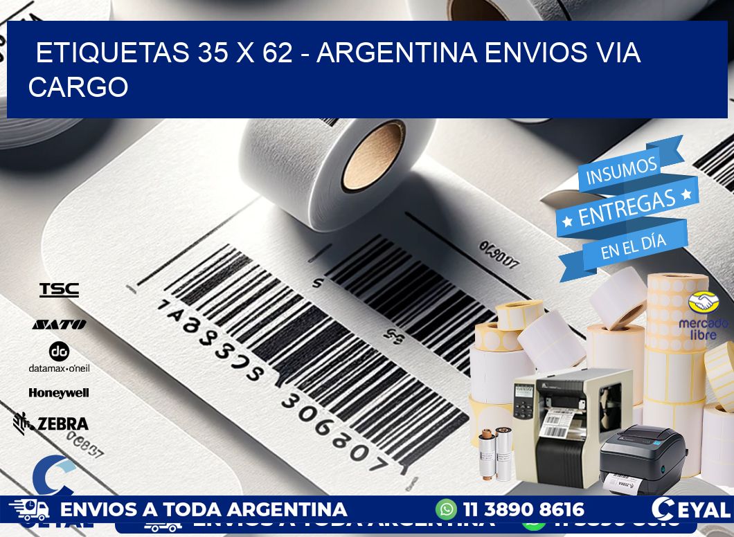 ETIQUETAS 35 x 62 - ARGENTINA ENVIOS VIA CARGO