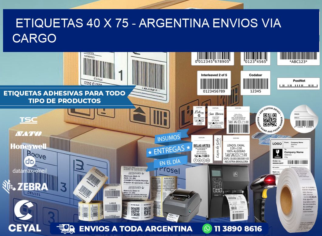 ETIQUETAS 40 x 75 – ARGENTINA ENVIOS VIA CARGO