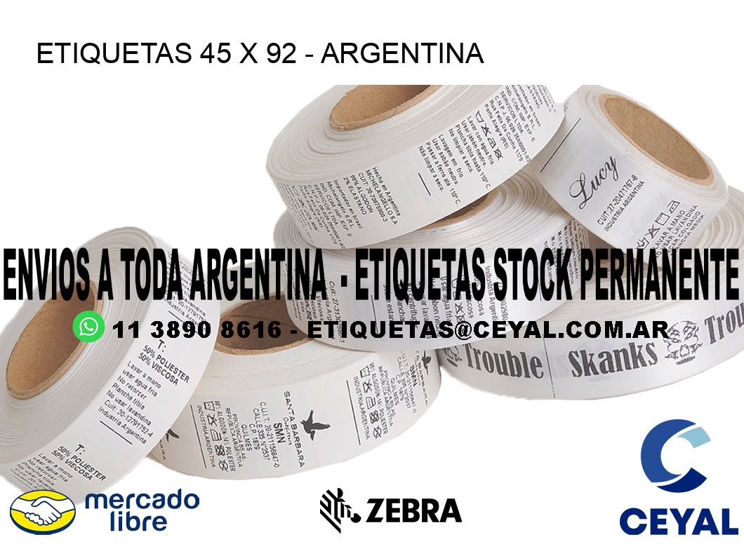 ETIQUETAS 45 x 92 - ARGENTINA