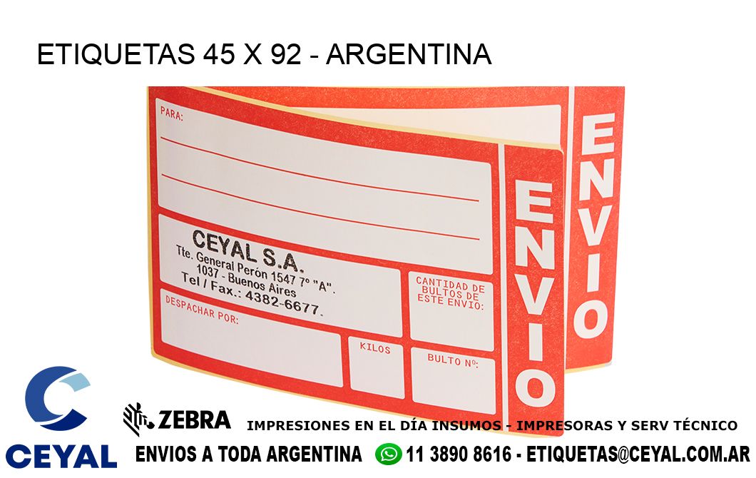 ETIQUETAS 45 x 92 - ARGENTINA