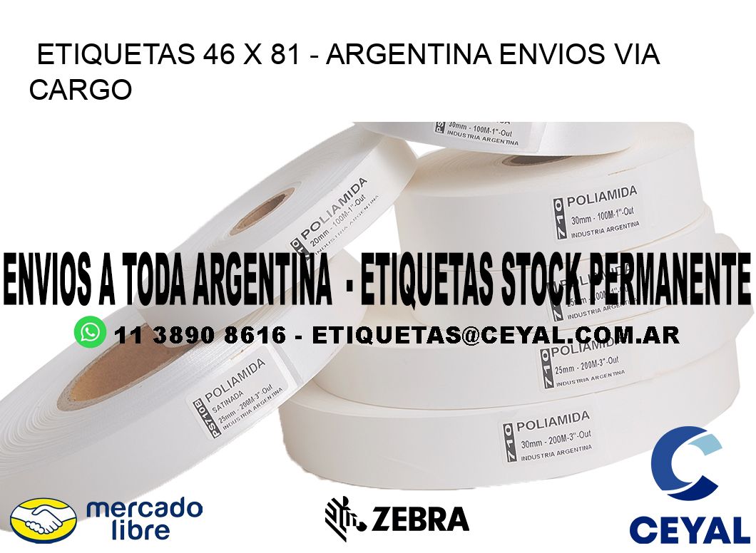 ETIQUETAS 46 x 81 - ARGENTINA ENVIOS VIA CARGO
