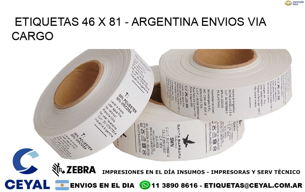 ETIQUETAS 46 x 81 - ARGENTINA ENVIOS VIA CARGO