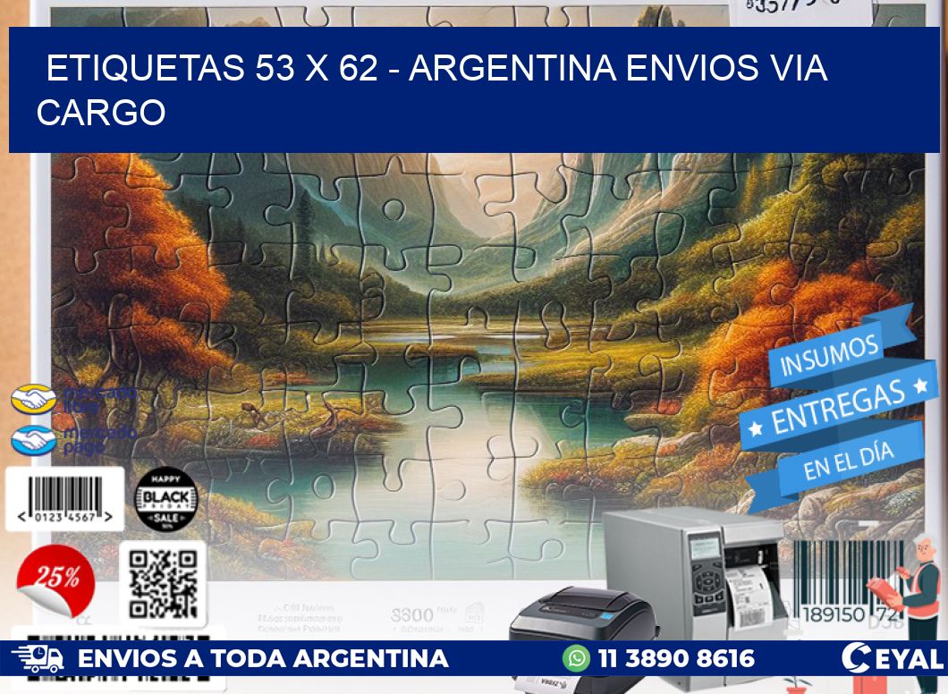 ETIQUETAS 53 x 62 - ARGENTINA ENVIOS VIA CARGO