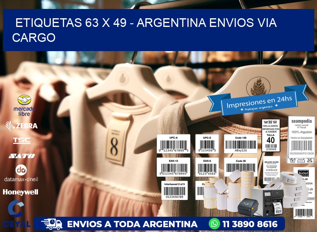 ETIQUETAS 63 x 49 - ARGENTINA ENVIOS VIA CARGO