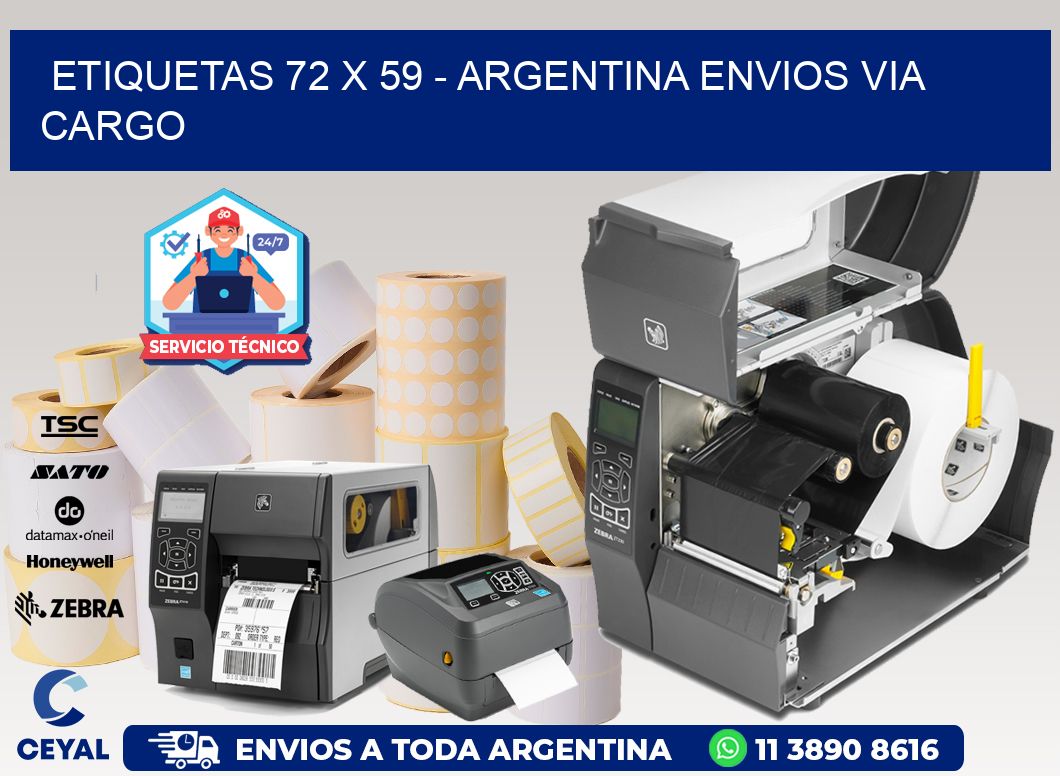 ETIQUETAS 72 x 59 - ARGENTINA ENVIOS VIA CARGO