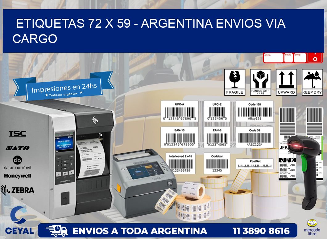 ETIQUETAS 72 x 59 – ARGENTINA ENVIOS VIA CARGO