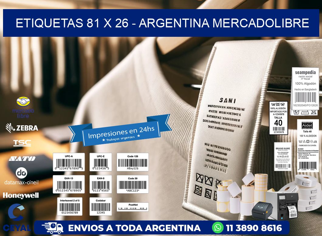 ETIQUETAS 81 x 26 - ARGENTINA MERCADOLIBRE