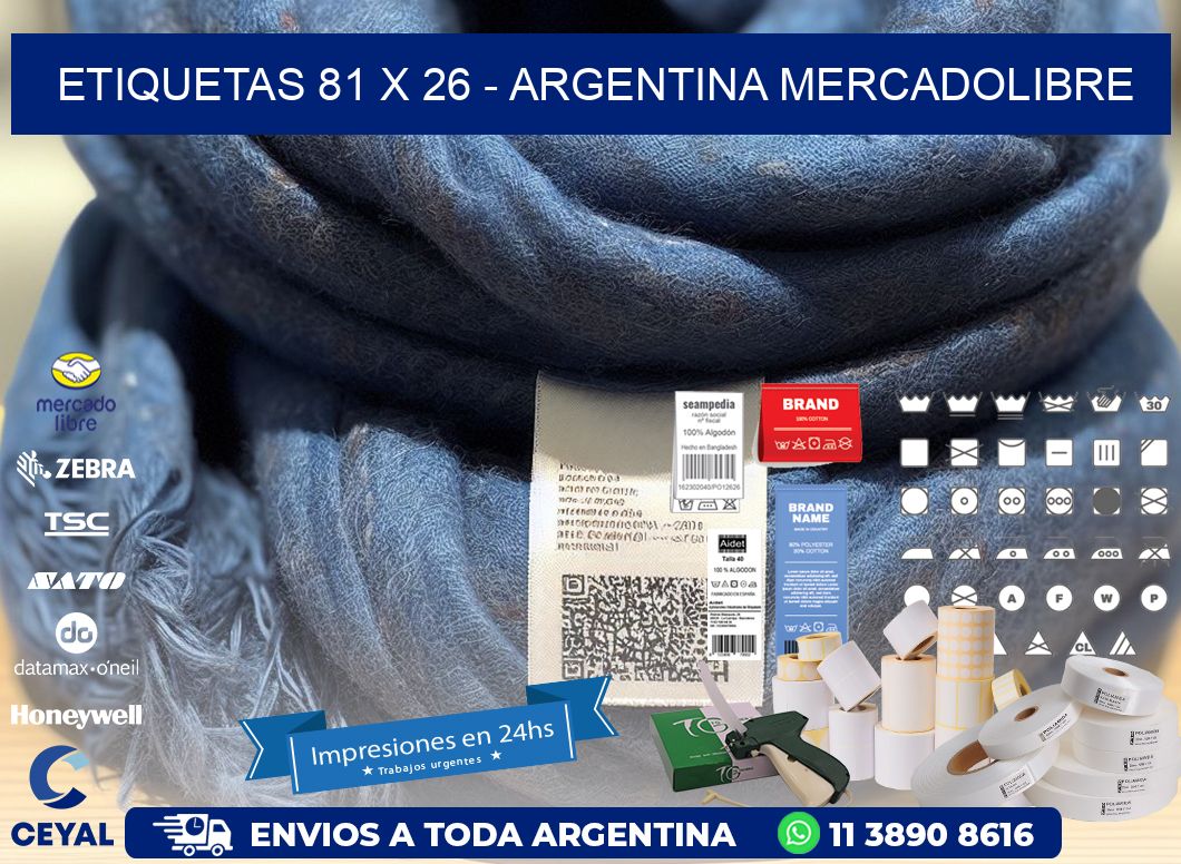 ETIQUETAS 81 x 26 - ARGENTINA MERCADOLIBRE