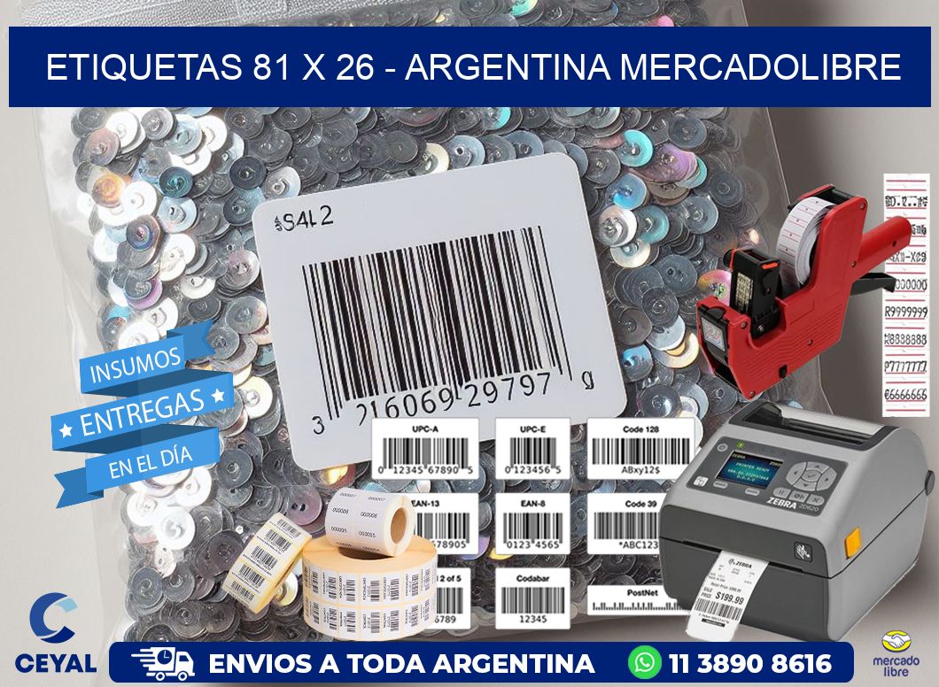 ETIQUETAS 81 x 26 - ARGENTINA MERCADOLIBRE