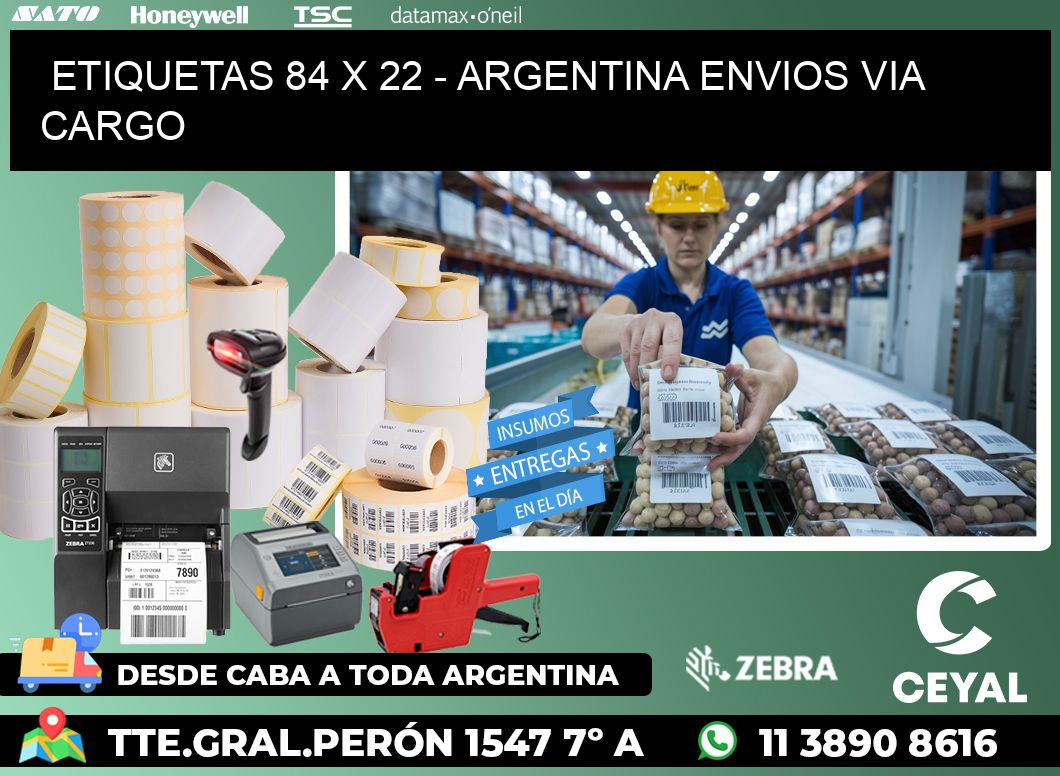 ETIQUETAS 84 x 22 - ARGENTINA ENVIOS VIA CARGO