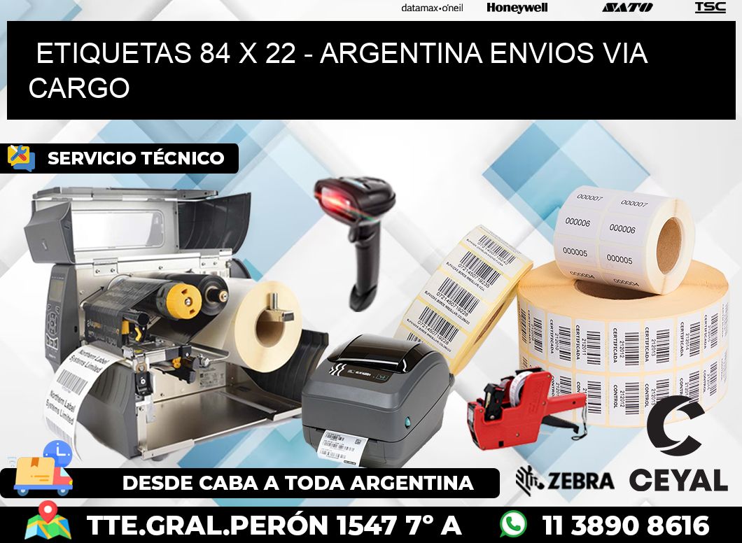 ETIQUETAS 84 x 22 - ARGENTINA ENVIOS VIA CARGO