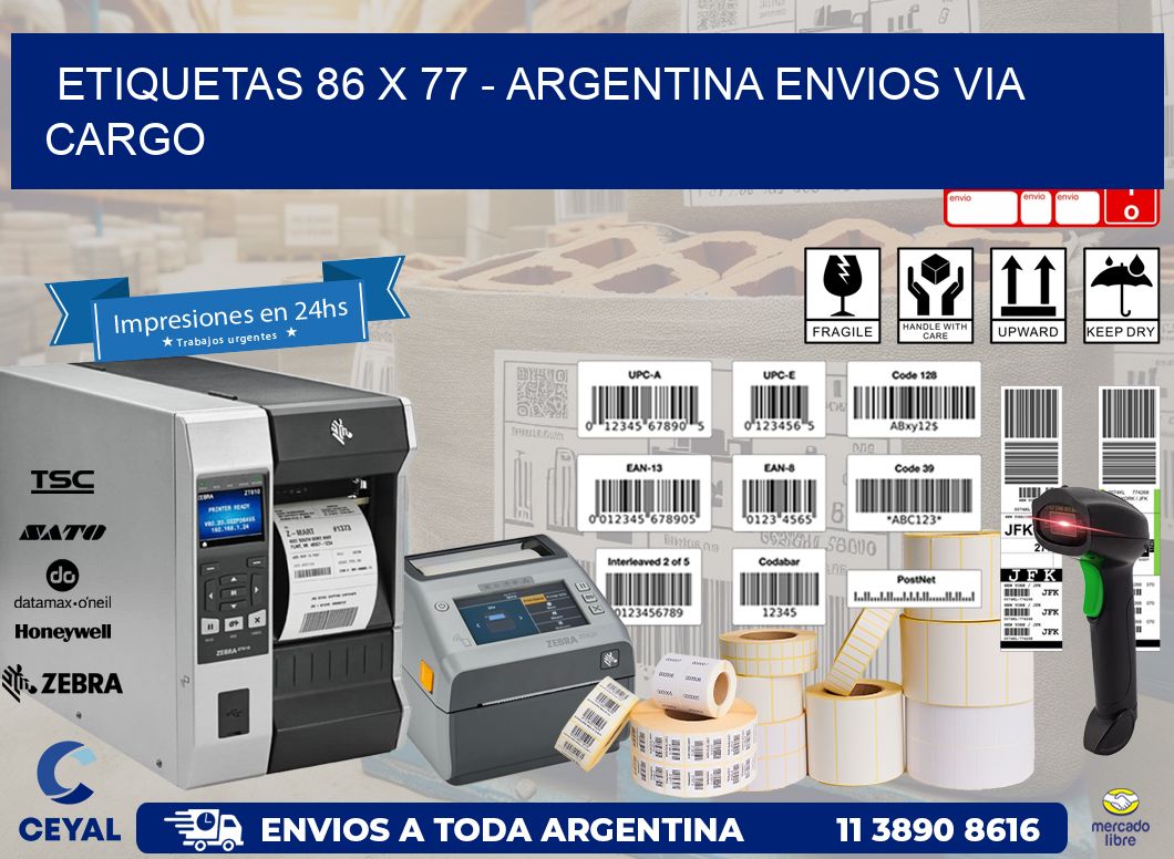 ETIQUETAS 86 x 77 – ARGENTINA ENVIOS VIA CARGO