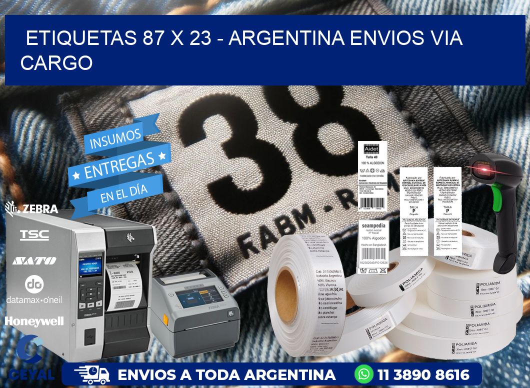 ETIQUETAS 87 x 23 - ARGENTINA ENVIOS VIA CARGO