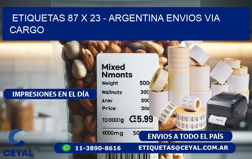 ETIQUETAS 87 x 23 - ARGENTINA ENVIOS VIA CARGO