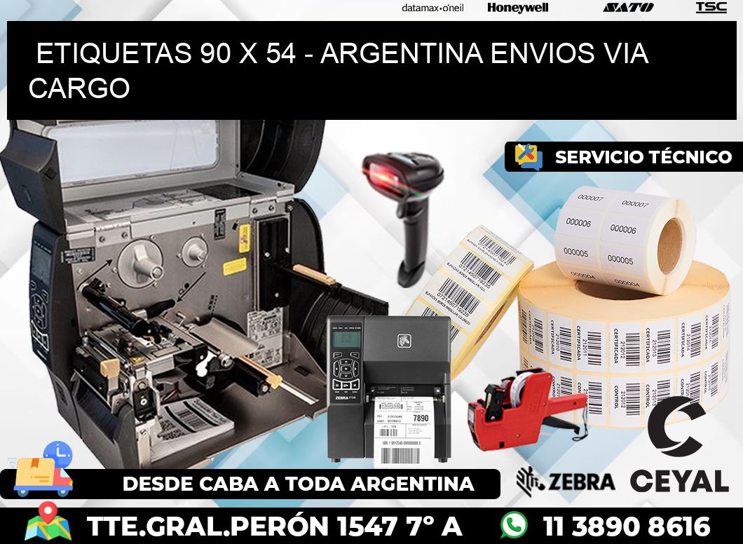 ETIQUETAS 90 x 54 - ARGENTINA ENVIOS VIA CARGO