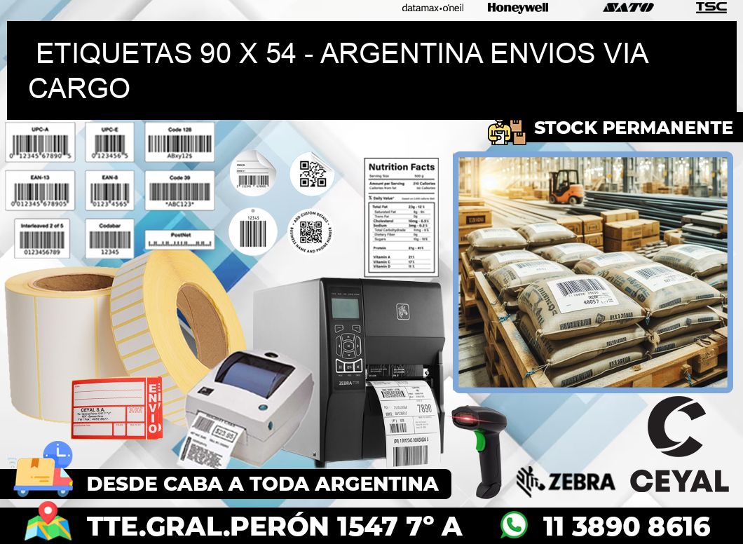 ETIQUETAS 90 x 54 – ARGENTINA ENVIOS VIA CARGO