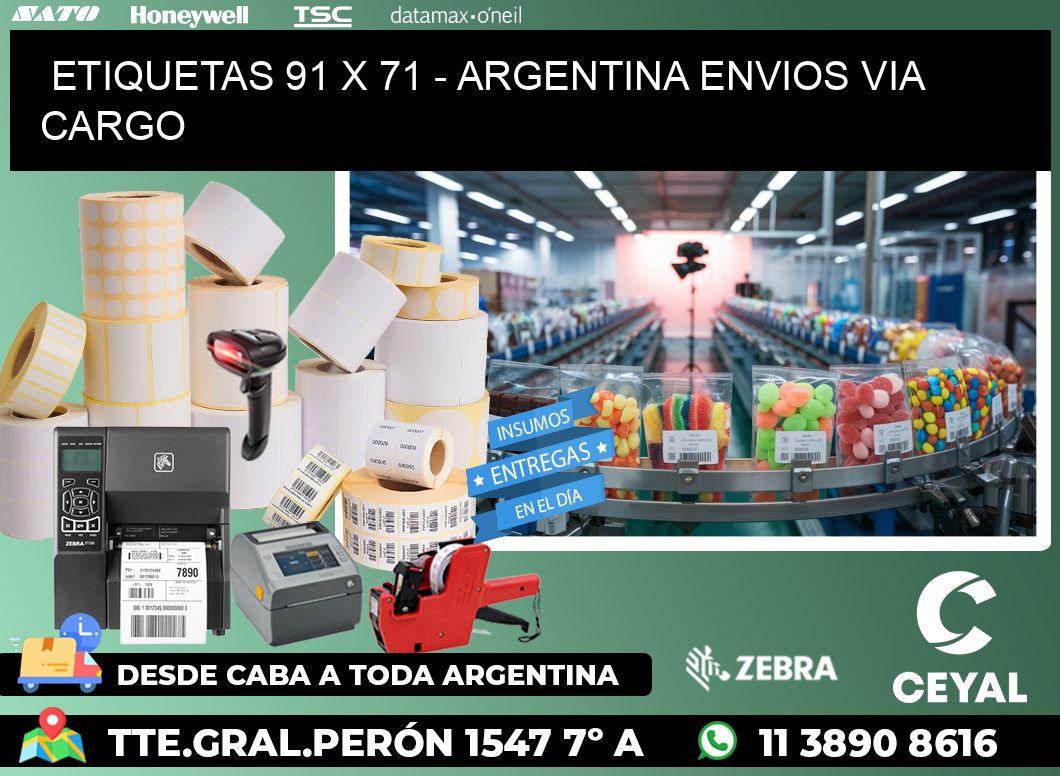 ETIQUETAS 91 x 71 - ARGENTINA ENVIOS VIA CARGO