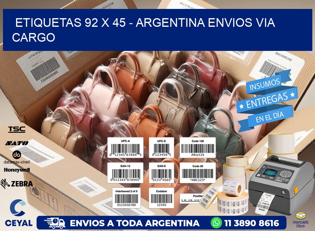 ETIQUETAS 92 x 45 - ARGENTINA ENVIOS VIA CARGO