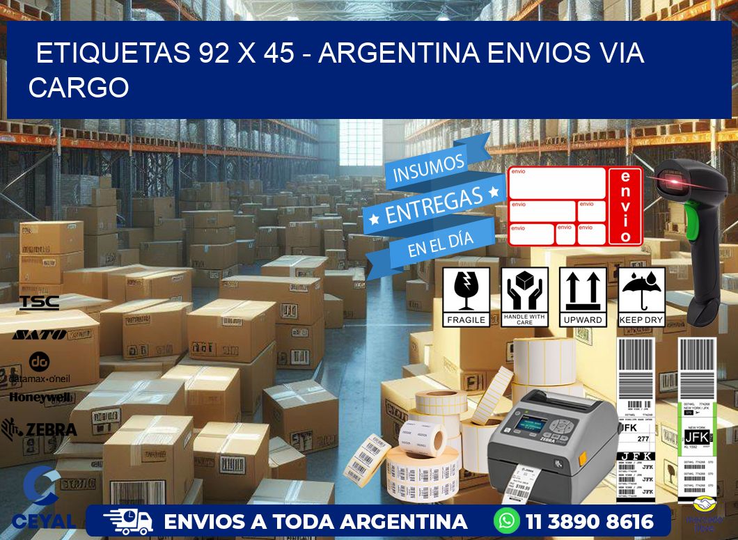 ETIQUETAS 92 x 45 - ARGENTINA ENVIOS VIA CARGO