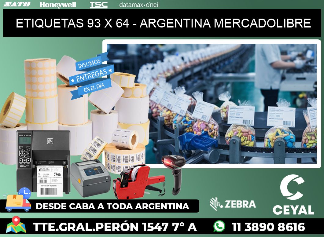 ETIQUETAS 93 x 64 - ARGENTINA MERCADOLIBRE