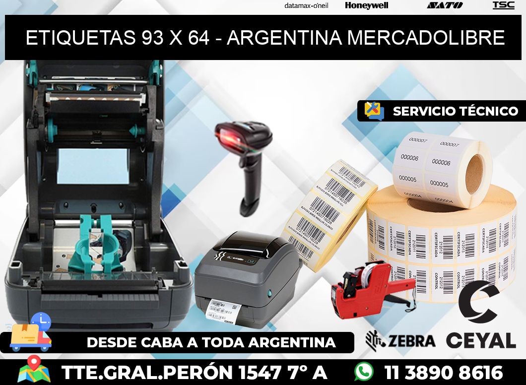 ETIQUETAS 93 x 64 - ARGENTINA MERCADOLIBRE