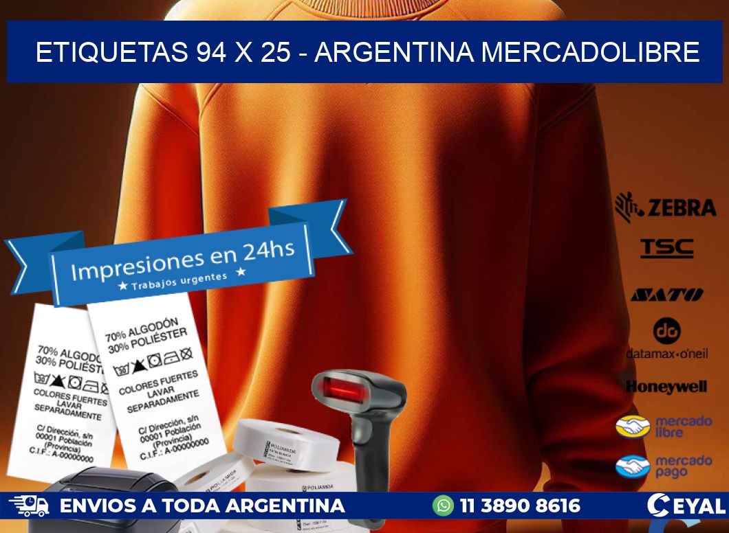 ETIQUETAS 94 x 25 - ARGENTINA MERCADOLIBRE