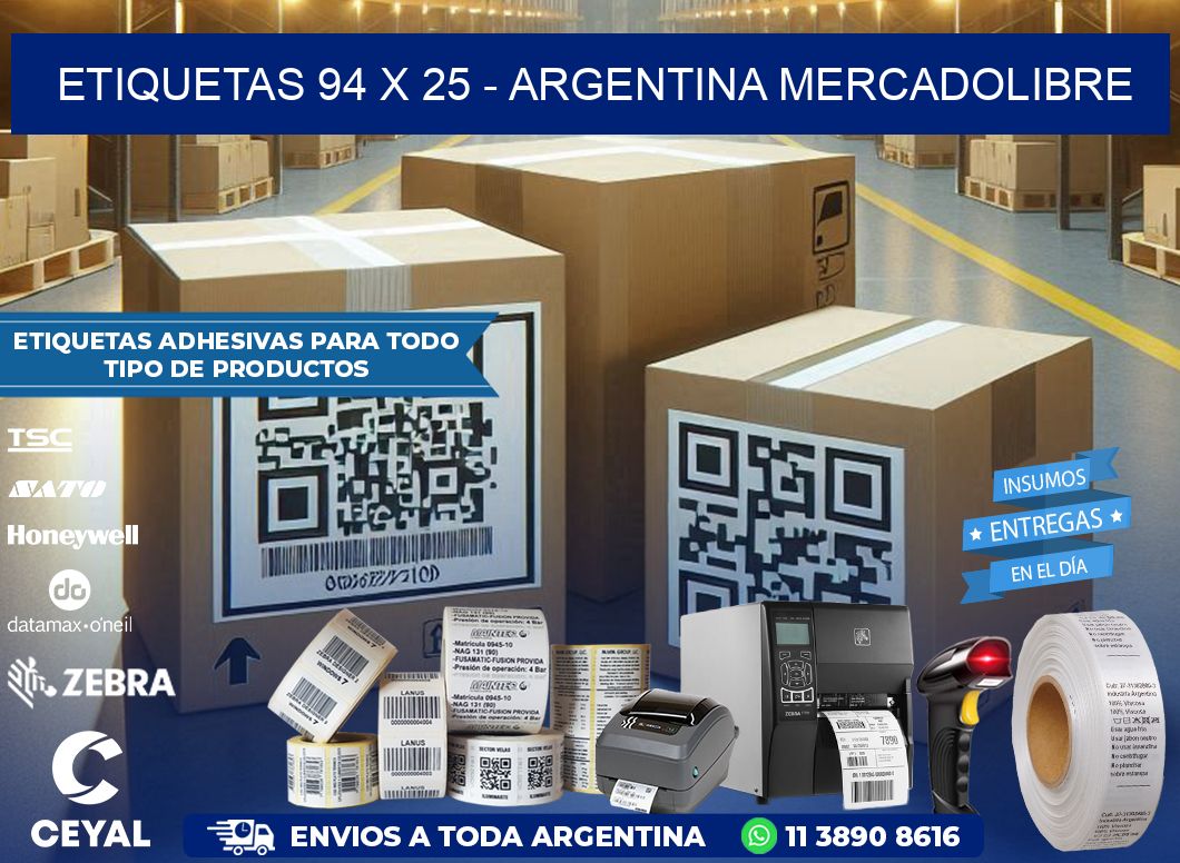 ETIQUETAS 94 x 25 - ARGENTINA MERCADOLIBRE