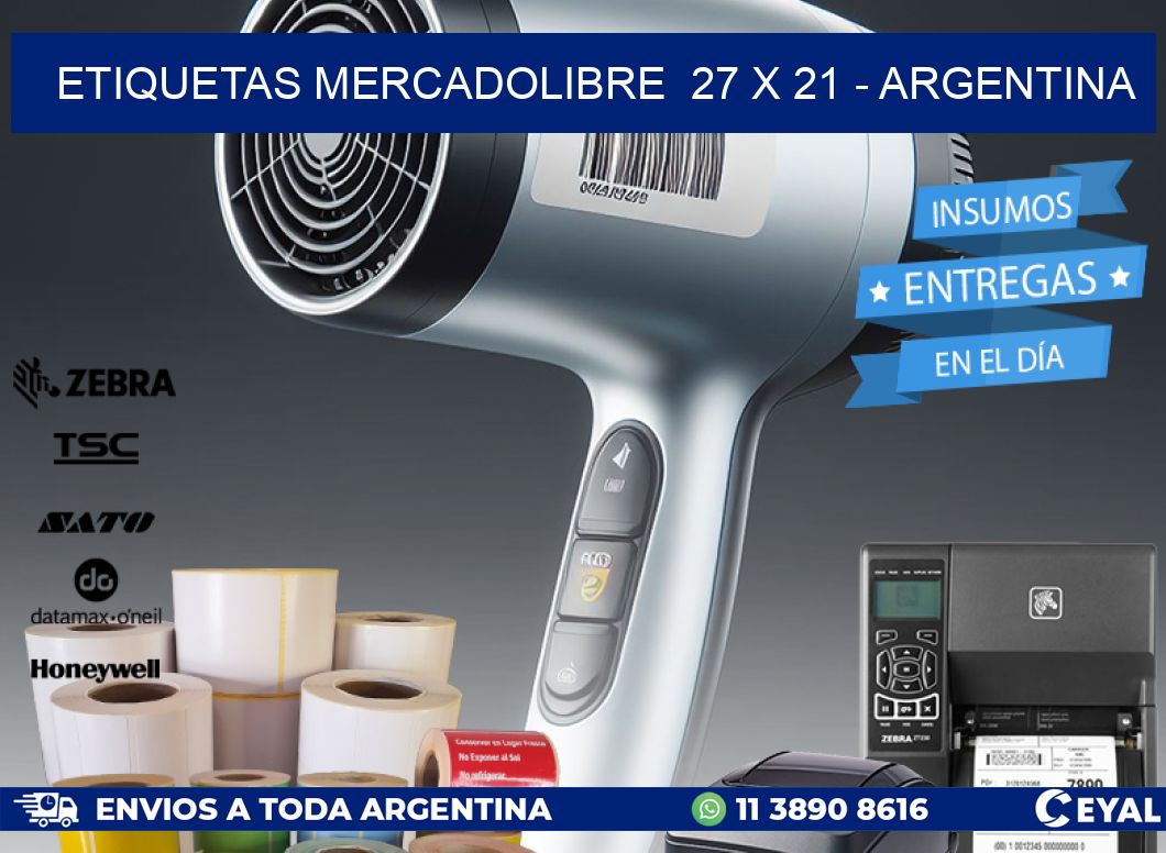 ETIQUETAS MERCADOLIBRE  27 x 21 - ARGENTINA