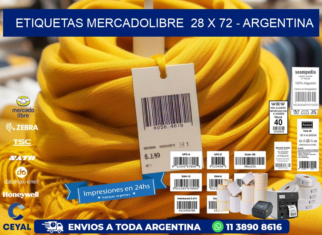 ETIQUETAS MERCADOLIBRE  28 x 72 - ARGENTINA