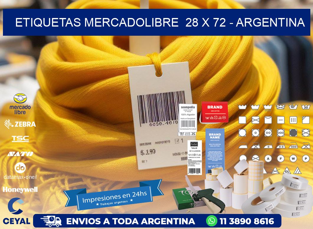 ETIQUETAS MERCADOLIBRE  28 x 72 - ARGENTINA