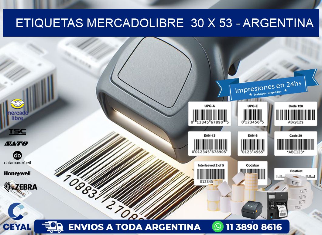 ETIQUETAS MERCADOLIBRE  30 x 53 - ARGENTINA