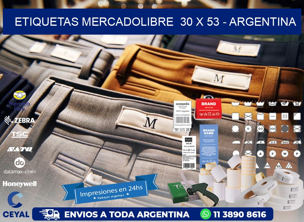 ETIQUETAS MERCADOLIBRE  30 x 53 - ARGENTINA