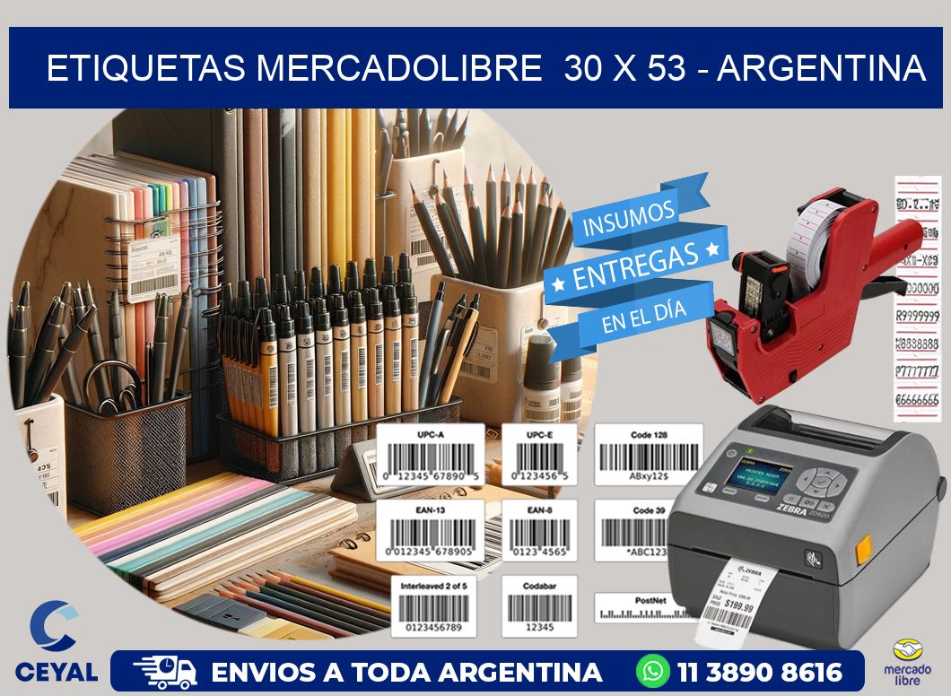 ETIQUETAS MERCADOLIBRE  30 x 53 - ARGENTINA