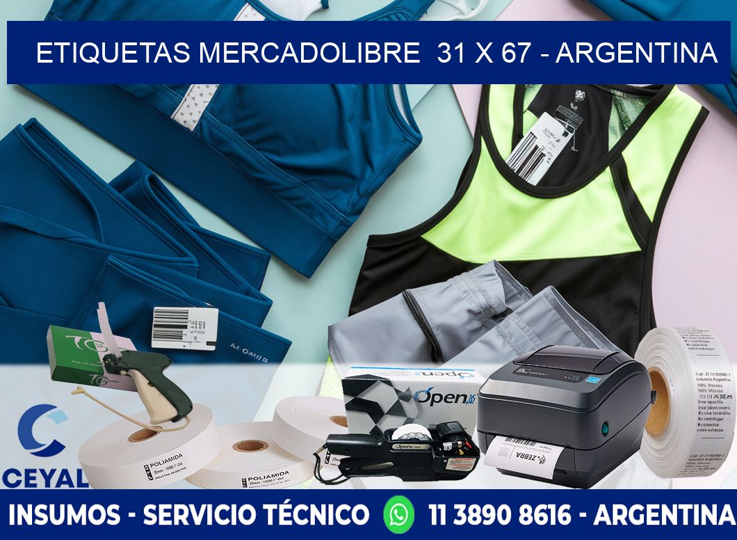 ETIQUETAS MERCADOLIBRE  31 x 67 - ARGENTINA