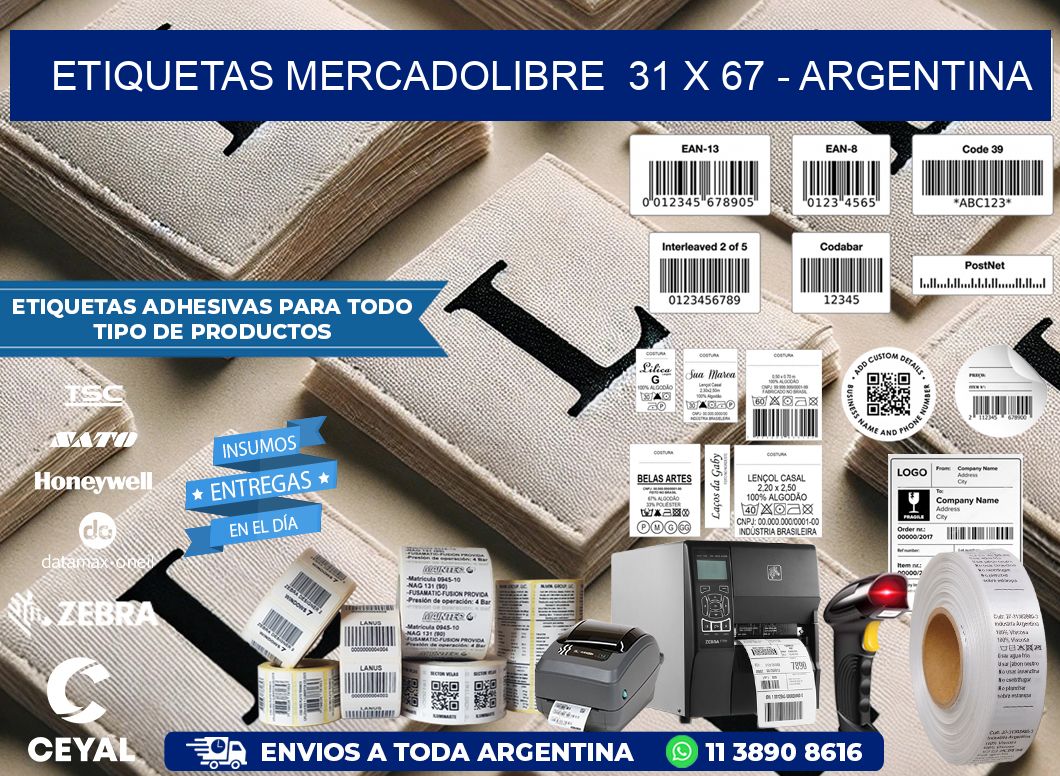 ETIQUETAS MERCADOLIBRE  31 x 67 – ARGENTINA